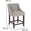 image:imageFlash Furniture Carmel Series 24 High Transitional Tufted Walnut Counter Height Stool with Accent Nail Trim in Dark Gray FabricLight Gray Fabric