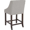 image:imageFlash Furniture Carmel Series 24 High Transitional Tufted Walnut Counter Height Stool with Accent Nail Trim in Dark Gray FabricLight Gray Fabric
