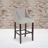 image:imageFlash Furniture Carmel Series 24 High Transitional Tufted Walnut Counter Height Stool with Accent Nail Trim in Dark Gray FabricLight Gray Fabric