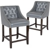 image:imageFlash Furniture Carmel Series 24 High Transitional Tufted Walnut Counter Height Stool with Accent Nail Trim in Dark Gray FabricLight Gray Leather