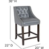 image:imageFlash Furniture Carmel Series 24 High Transitional Tufted Walnut Counter Height Stool with Accent Nail Trim in Dark Gray FabricLight Gray Leather