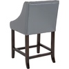 image:imageFlash Furniture Carmel Series 24 High Transitional Tufted Walnut Counter Height Stool with Accent Nail Trim in Dark Gray FabricLight Gray Leather
