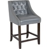 image:imageFlash Furniture Carmel Series 24 High Transitional Tufted Walnut Counter Height Stool with Accent Nail Trim in Dark Gray FabricLight Gray Leather