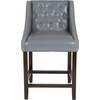 image:imageFlash Furniture Carmel Series 24 High Transitional Tufted Walnut Counter Height Stool with Accent Nail Trim in Dark Gray FabricLight Gray Leather