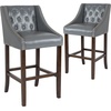 image:imageFlash Furniture Carmel Series 24 High Transitional Tufted Walnut Counter Height Stool with Accent Nail Trim in Dark Gray FabricLight Gray Leathersoft