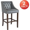 image:imageFlash Furniture Carmel Series 24 High Transitional Tufted Walnut Counter Height Stool with Accent Nail Trim in Dark Gray FabricLight Gray Leathersoft