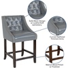image:imageFlash Furniture Carmel Series 24 High Transitional Tufted Walnut Counter Height Stool with Accent Nail Trim in Dark Gray FabricLight Gray Leathersoft