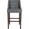 image:imageFlash Furniture Carmel Series 24 High Transitional Tufted Walnut Counter Height Stool with Accent Nail Trim in Dark Gray FabricLight Gray Leathersoft
