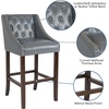 image:imageFlash Furniture Carmel Series 24 High Transitional Tufted Walnut Counter Height Stool with Accent Nail Trim in Dark Gray FabricLight Gray Leathersoft