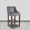 image:imageFlash Furniture Carmel Series 24 High Transitional Tufted Walnut Counter Height Stool with Accent Nail Trim in Dark Gray FabricLight Gray Leathersoft