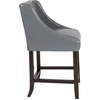 image:imageFlash Furniture Carmel Series 24 High Transitional Tufted Walnut Counter Height Stool with Accent Nail Trim in Dark Gray FabricLight Gray Leathersoft