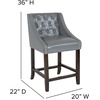 image:imageFlash Furniture Carmel Series 24 High Transitional Tufted Walnut Counter Height Stool with Accent Nail Trim in Dark Gray FabricLight Gray Leathersoft