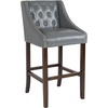 image:imageFlash Furniture Carmel Series 24 High Transitional Tufted Walnut Counter Height Stool with Accent Nail Trim in Dark Gray FabricLight Gray Leathersoft