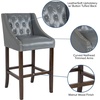 image:imageFlash Furniture Carmel Series 24 High Transitional Tufted Walnut Counter Height Stool with Accent Nail Trim in Dark Gray FabricLight Gray Leathersoft