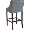 image:imageFlash Furniture Carmel Series 24 High Transitional Tufted Walnut Counter Height Stool with Accent Nail Trim in Dark Gray FabricLight Gray Leathersoft