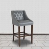 image:imageFlash Furniture Carmel Series 24 High Transitional Tufted Walnut Counter Height Stool with Accent Nail Trim in Dark Gray FabricLight Gray Leathersoft