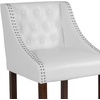 image:imageFlash Furniture Carmel Series 24 High Transitional Tufted Walnut Counter Height Stool with Accent Nail Trim in Dark Gray FabricWhite Leathersoft