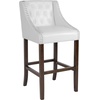 image:imageFlash Furniture Carmel Series 24 High Transitional Tufted Walnut Counter Height Stool with Accent Nail Trim in Dark Gray FabricWhite Leathersoft
