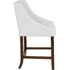 image:imageFlash Furniture Carmel Series 24 High Transitional Tufted Walnut Counter Height Stool with Accent Nail Trim in Dark Gray FabricWhite Leathersoft