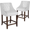 image:imageFlash Furniture Carmel Series 24 High Transitional Tufted Walnut Counter Height Stool with Accent Nail Trim in Dark Gray FabricWhite Leathersoft