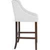 image:imageFlash Furniture Carmel Series 24 High Transitional Tufted Walnut Counter Height Stool with Accent Nail Trim in Dark Gray FabricWhite Leathersoft