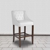 image:imageFlash Furniture Carmel Series 24 High Transitional Tufted Walnut Counter Height Stool with Accent Nail Trim in Dark Gray FabricWhite Leathersoft