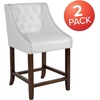 image:imageFlash Furniture Carmel Series 24 High Transitional Tufted Walnut Counter Height Stool with Accent Nail Trim in Dark Gray FabricWhite Leathersoft