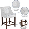 image:imageFlash Furniture Carmel Series 24 High Transitional Tufted Walnut Counter Height Stool with Accent Nail Trim in Dark Gray FabricWhite Leathersoft
