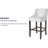 image:imageFlash Furniture Carmel Series 24 High Transitional Tufted Walnut Counter Height Stool with Accent Nail Trim in Dark Gray FabricWhite Leathersoft