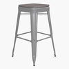 image:imageFlash Furniture Cierra 4 Pack Commercial Indoor Bar Height Stools  Teal Galvanized Steel Frame  TealBlue AllWeather Poly Resin Seat  30 High  BacklessGray Resin Wood SeatSilver Frame