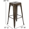 image:imageFlash Furniture Cierra 4 Pack Commercial Indoor Bar Height Stools  Teal Galvanized Steel Frame  TealBlue AllWeather Poly Resin Seat  30 High  BacklessBlack Resin Wood SeatGun Metal Frame