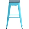 image:imageFlash Furniture Cierra 4 Pack Commercial Indoor Bar Height Stools  Teal Galvanized Steel Frame  TealBlue AllWeather Poly Resin Seat  30 High  BacklessTealblue Resin Wood SeatTeal Frame
