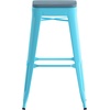 image:imageFlash Furniture Cierra 4 Pack Commercial Indoor Bar Height Stools  Teal Galvanized Steel Frame  TealBlue AllWeather Poly Resin Seat  30 High  BacklessTealblue Resin Wood SeatTeal Frame