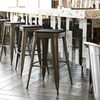 image:imageFlash Furniture Cierra 4 Pack Commercial Indoor Bar Height Stools  Teal Galvanized Steel Frame  TealBlue AllWeather Poly Resin Seat  30 High  BacklessBlack Resin Wood SeatGun Metal Frame