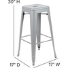 image:imageFlash Furniture Cierra 4 Pack Commercial Indoor Bar Height Stools  Teal Galvanized Steel Frame  TealBlue AllWeather Poly Resin Seat  30 High  BacklessGray Resin Wood SeatSilver Frame
