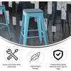 image:imageFlash Furniture Cierra 4 Pack Commercial Indoor Bar Height Stools  Teal Galvanized Steel Frame  TealBlue AllWeather Poly Resin Seat  30 High  BacklessTealblue Resin Wood SeatTeal Frame