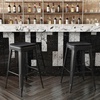 image:imageFlash Furniture Cierra 4 Pack Commercial Indoor Bar Height Stools  Teal Galvanized Steel Frame  TealBlue AllWeather Poly Resin Seat  30 High  BacklessBlack Resin Wood SeatBlack Frame