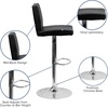image:imageFlash Furniture Contemporary Black Vinyl Adjustable Height Barstool with Panel Back and Chrome Base Pack of 1Black