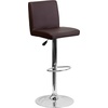 image:imageFlash Furniture Contemporary Black Vinyl Adjustable Height Barstool with Panel Back and Chrome Base Pack of 1Brown