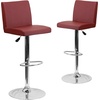 image:imageFlash Furniture Contemporary Black Vinyl Adjustable Height Barstool with Panel Back and Chrome Base Pack of 1Burgundy