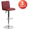 image:imageFlash Furniture Contemporary Black Vinyl Adjustable Height Barstool with Panel Back and Chrome Base Pack of 1Burgundy