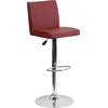 image:imageFlash Furniture Contemporary Black Vinyl Adjustable Height Barstool with Panel Back and Chrome Base Pack of 1Burgundy