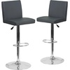 image:imageFlash Furniture Contemporary Black Vinyl Adjustable Height Barstool with Panel Back and Chrome Base Pack of 1Grey