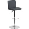 image:imageFlash Furniture Contemporary Black Vinyl Adjustable Height Barstool with Panel Back and Chrome Base Pack of 1Grey