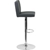 image:imageFlash Furniture Contemporary Black Vinyl Adjustable Height Barstool with Panel Back and Chrome Base Pack of 1Grey