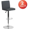 image:imageFlash Furniture Contemporary Black Vinyl Adjustable Height Barstool with Panel Back and Chrome Base Pack of 1Grey