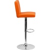 image:imageFlash Furniture Contemporary Black Vinyl Adjustable Height Barstool with Panel Back and Chrome Base Pack of 1Orange
