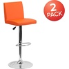 image:imageFlash Furniture Contemporary Black Vinyl Adjustable Height Barstool with Panel Back and Chrome Base Pack of 1Orange