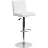 image:imageFlash Furniture Contemporary Black Vinyl Adjustable Height Barstool with Panel Back and Chrome Base Pack of 1White