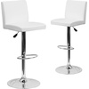 image:imageFlash Furniture Contemporary Black Vinyl Adjustable Height Barstool with Panel Back and Chrome Base Pack of 1White
